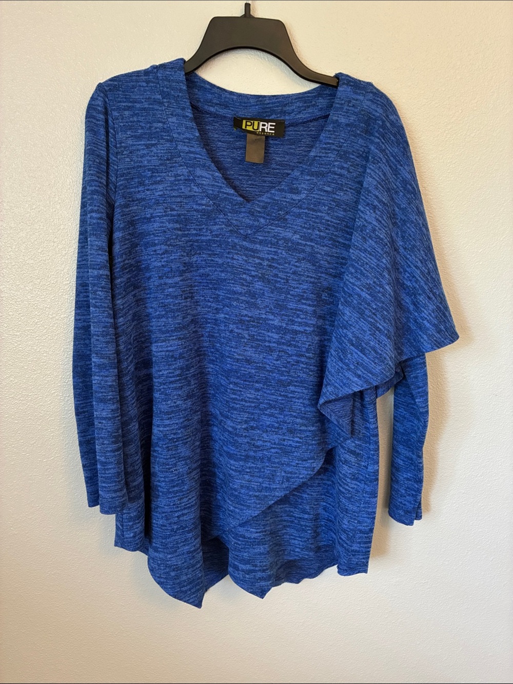 PURE Blue V-Neck Layered Long Sleeve Top